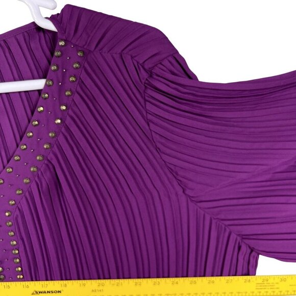 Woman Within NEW 2X 26-28 Purple Pleated Top Studded Bell Sleeves Fairycore - Picture 10 of 16